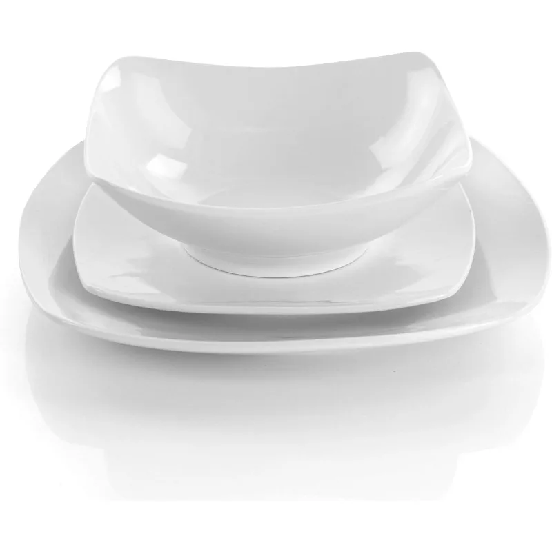 White Porcelain Dish Dinnerware Set, 18 Piece