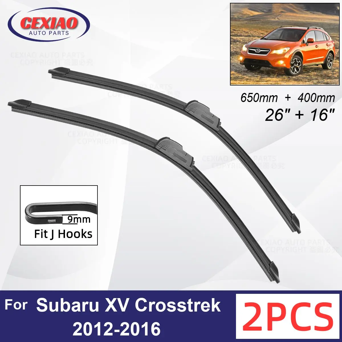 

Car Wiper For Subaru XV Crosstrek 2012-2016 Front Wiper Blades Soft Rubber Windscreen Wipers Auto Windshield 26"+16"