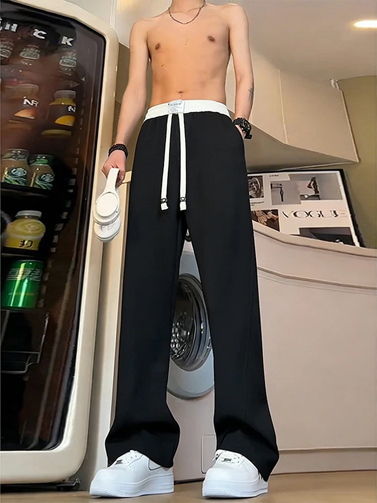 

Extended Length American Sle Straight Leg Casual Pants for Men Spring Season Teenagers High Rise Slimming Diagonal Cuts