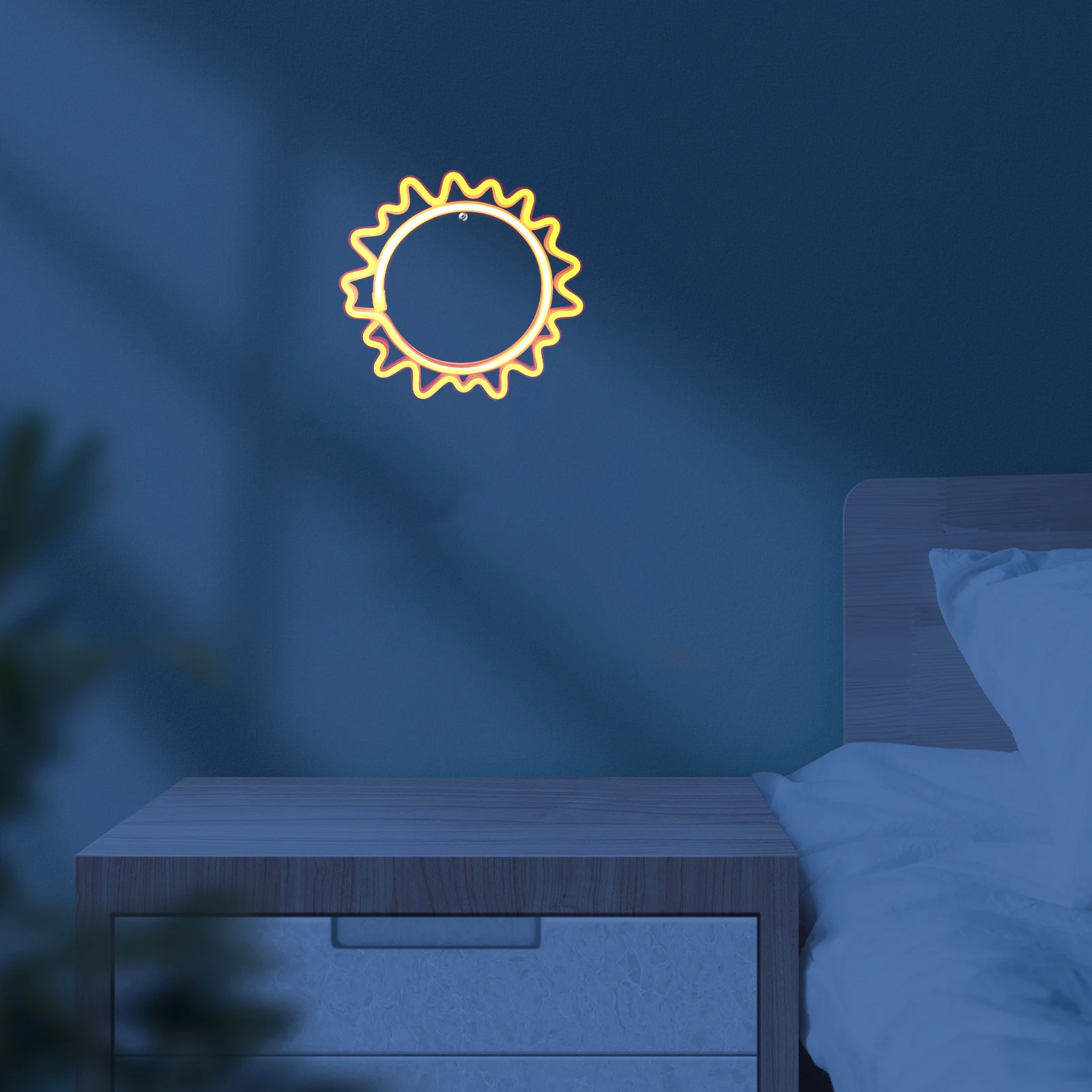 

Sun-shaped LED Lights Wall Hanging Decoration Signs Neon Room Decorative PC for