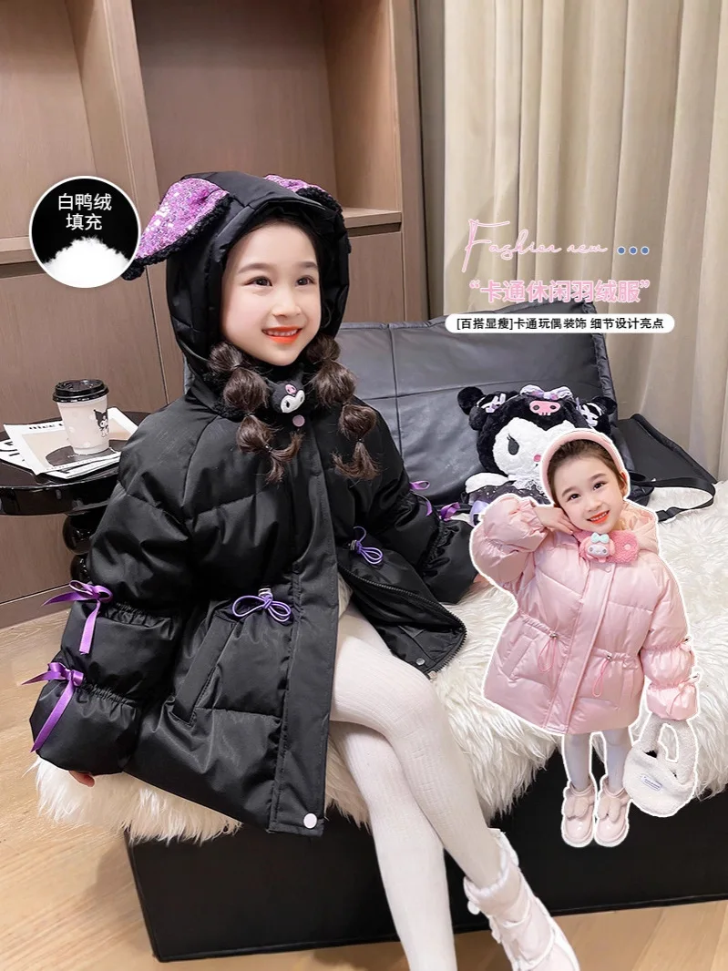 

Girls' Kuromi Sanrio Down Jacket Winter Clothing 2025 New Style Children's Winter White Duck Down Thickened Little Girl's Jacket