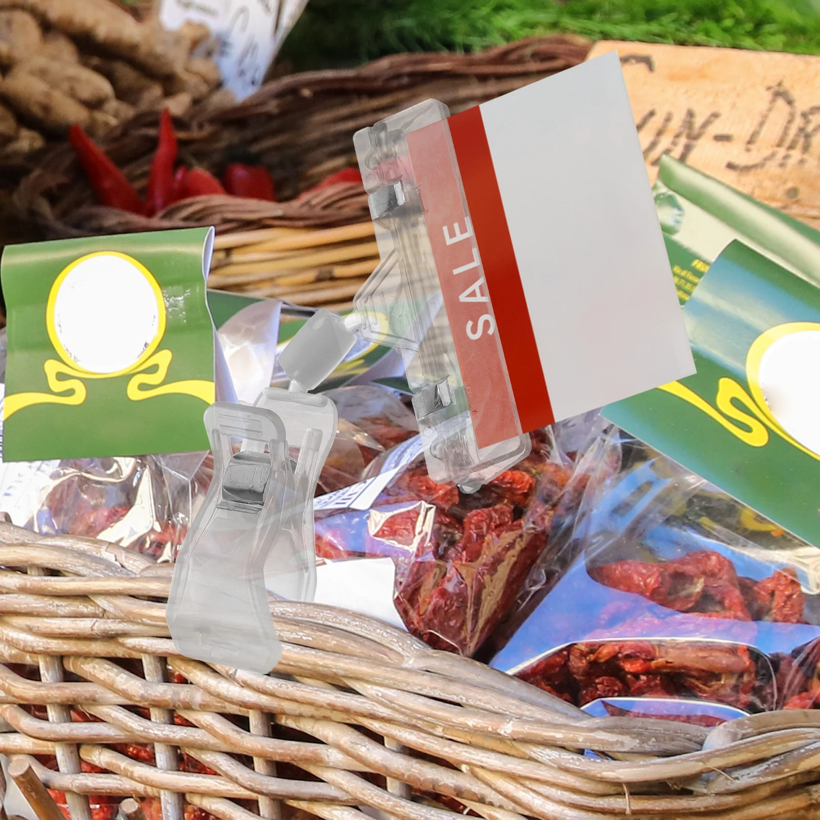 

10Pcs Price Tag Clips Clear Sign Holder Swivel Rotation Supermarket Retail Store Merchandising Display Clips Sign Holders