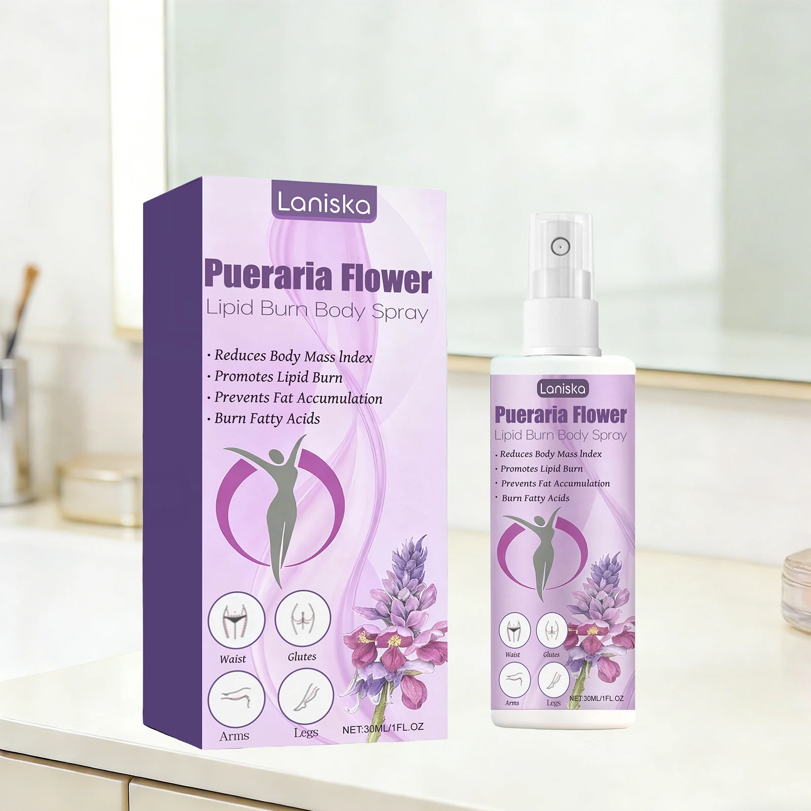Pueraria Flower Slimming Body Spray Fat Burning Anti Cellulite Shaping Lotion Prevents Fat Accumulate Firming Lifting Body Care