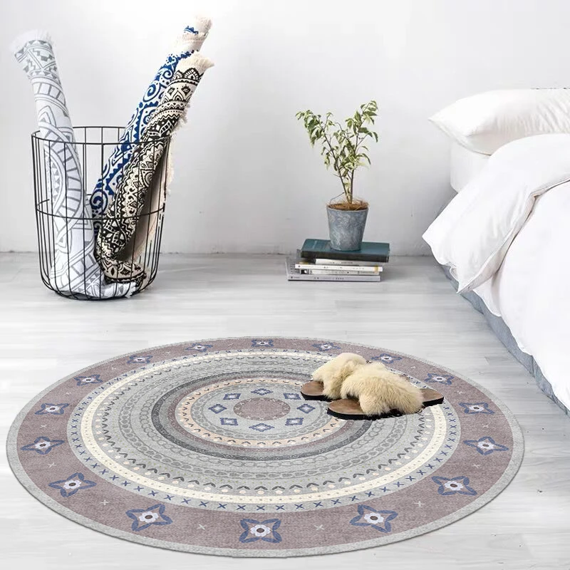 Tapis ronds nordiques de style marocain, tapis de chambre rétro, tapis de salon, grande surface, lea, tapis de sol lavables, non ald