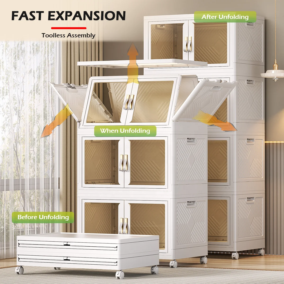 Easy Assembly Storage Box Lightweight Plastic Box With Lids Foldable Box Collapsible Container For Home