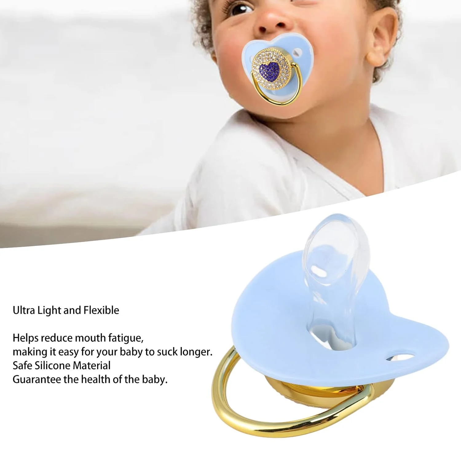 Newborn photography accessories - exquisite and luxurious reassuring diamond silicone nipple, keeping babies quiet and BPA free