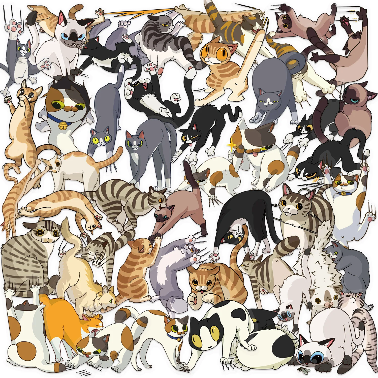 50/100PCS Transparent PET Cartoon Katze Scratch Aufkleber Selbstklebende Wasserdichte Dekor Gitarre Helm Notebook Schreibwaren Aufkleber