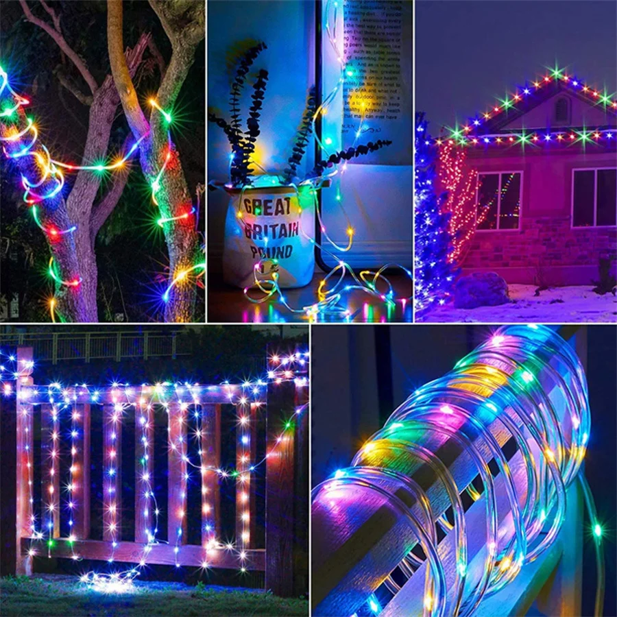 16 Color Changing Rope Lights Outdoor Garden String Lights Christmas Rope Twinkle Lights Decor Bedroom Wedding Patio Garden Lawn