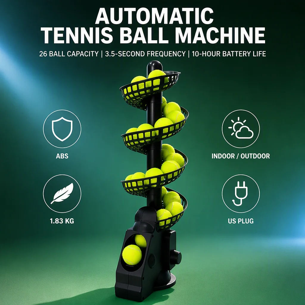 Automatic Tennis Ball Machine ABS Portable Multi Ball Training Equipment Remote Control Indoor Outdoor Tennis Launcher