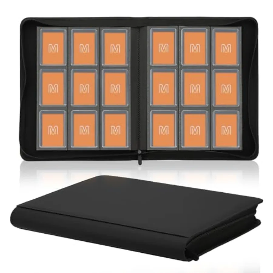 

Toploader Binder, Trading Card Binder Storage Hold up 288 Cards 9-Pocket Top Loader Binder with Sleeves for 3"x4" Rigid Topload