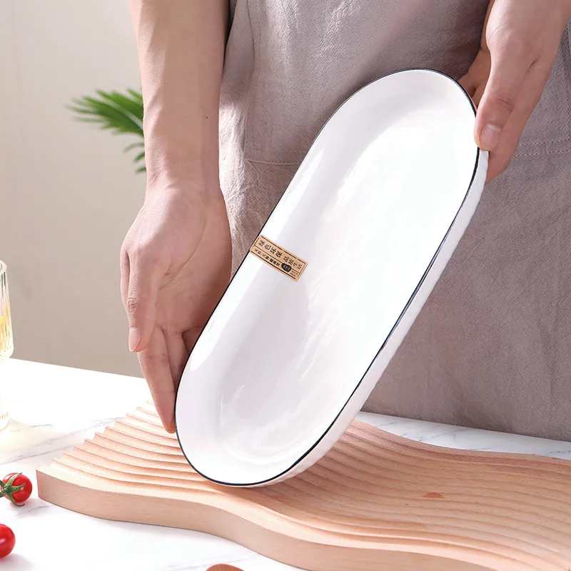 12-inch-yamada-yaki-vertical-ribbed-fish-platter-set-of-2-thickened-heat-insulated-japanese-ceramic-large-serving-dish