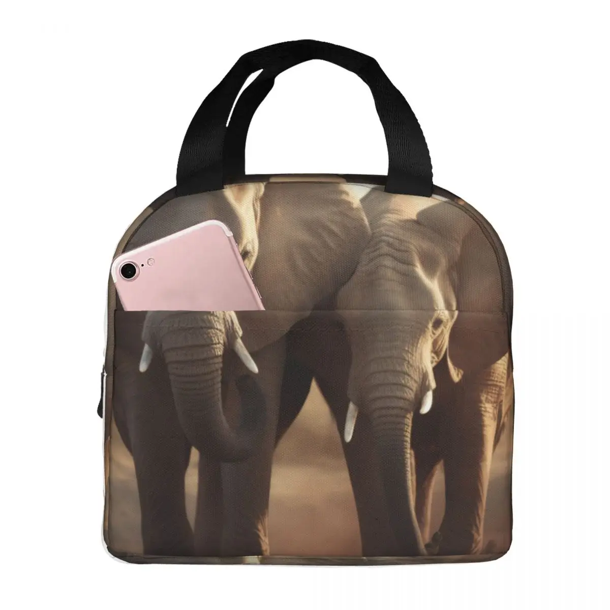 

Portable Insulated Thermal Bento Lunch Box Elephant Image Picnic Storage Bag Pouch Lunch Bag