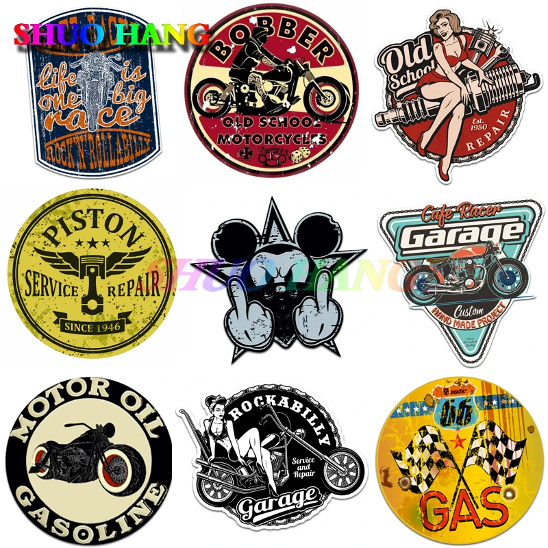 Retro Vintage Stickers Bobber Old School Cafe Ace Cult Rockabilly Piston Style Float Route Motorcycle Toolbox Vinyl Decals PVC