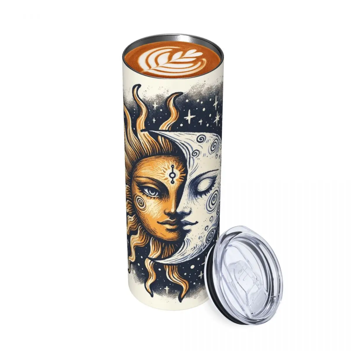 Vintage Sun And Moon Solar Eclipse 2 Stainless Steel Tumbler Vacuum Insulated Mugs Thermal Cold Cups Straws With Lid 20oz