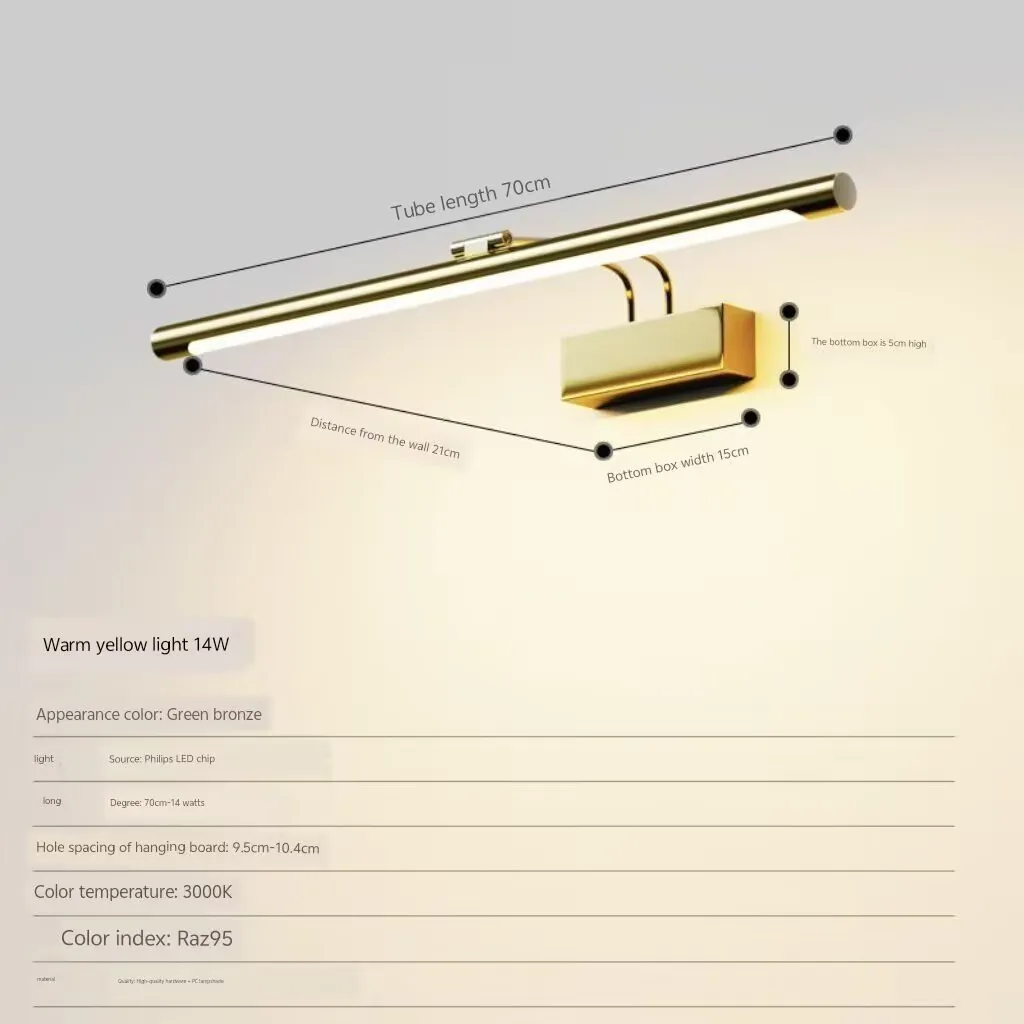 ブロンズ色のフォトランプ、鏡の中のLEDランプ、バスルームミラーキャビネット照明ランプ、シンプルなウォールランプ