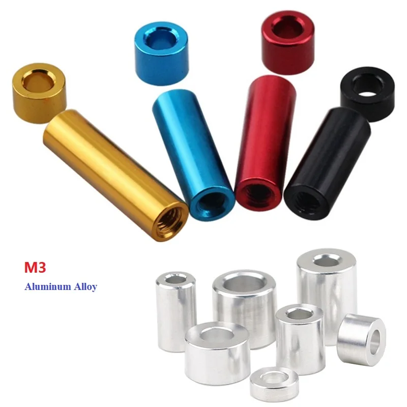 10pcs M3 Thickness 2mm To 15mm Colourful Aluminum Washer Bushing Gasket Spacer Sleeve Non-Thread Standoffs