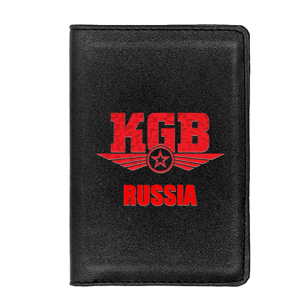 New Classic KGB Russia design Passport Cover Men Women Leather Slim ID Card Travel Holder Pocket Wallet Purse Money Case