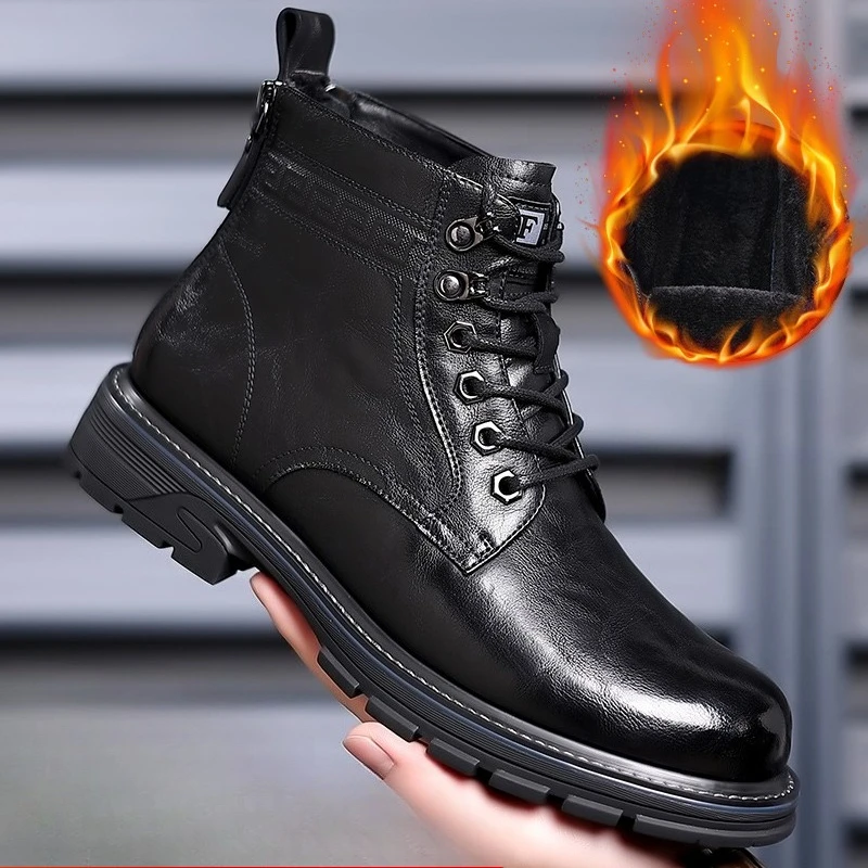 Leather Shoes Loafers Soft and Comfortable Ankle Boots Shoes for Men Wear-resistant All-match Mid-top Work Wear Fashion New