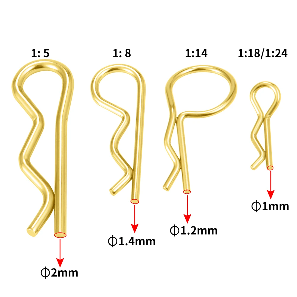 MIBIDAO 50Pcs R Clips Pin dla Tamiya TRX4M Axial UTB18 Capra SCX24 1/5 1/8 1/14 1/18 1/24 RC Model Car Body Shell Upgrade Parts