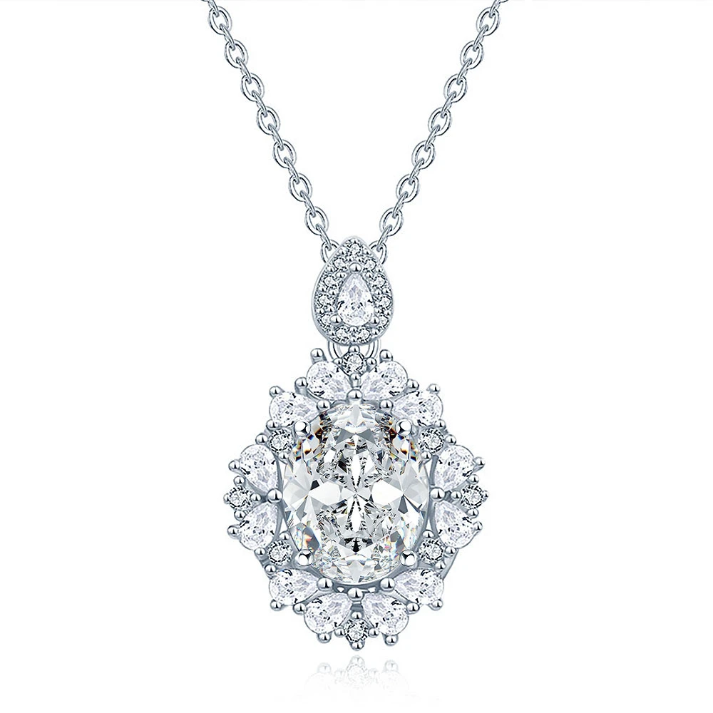 D Color VVS1 8*10mm 3ct Moissanite Pendant Necklace S925 Sterling Silver Necklaces For Women Marry Anniversary Jewelry Gift