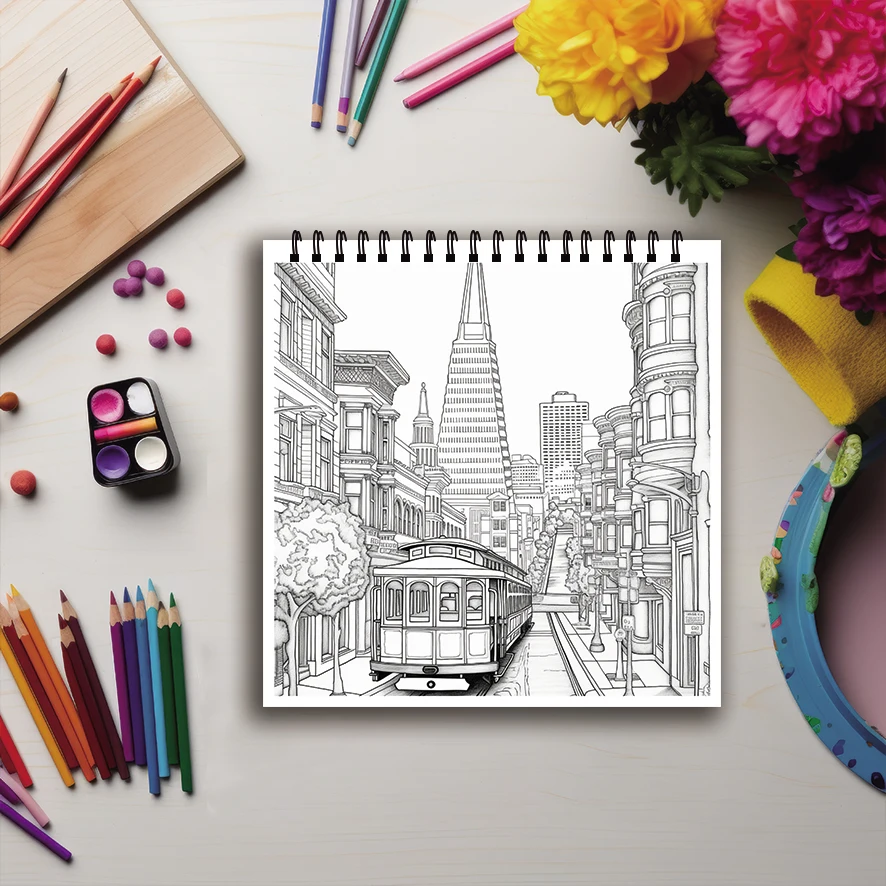 Clean Streets Coloring Book - 8.27 x 8.27 inches 32 pages coloring book - ideal gift for family or friends