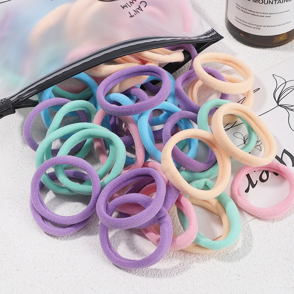 50 Stuks Vrouwen Meisje Gemengde Kleuren Haarbanden Basis Haar Banden Elastische Hoofdband Eenvoudig Haar Scrunchies Accessoires Paardenstaart Houder