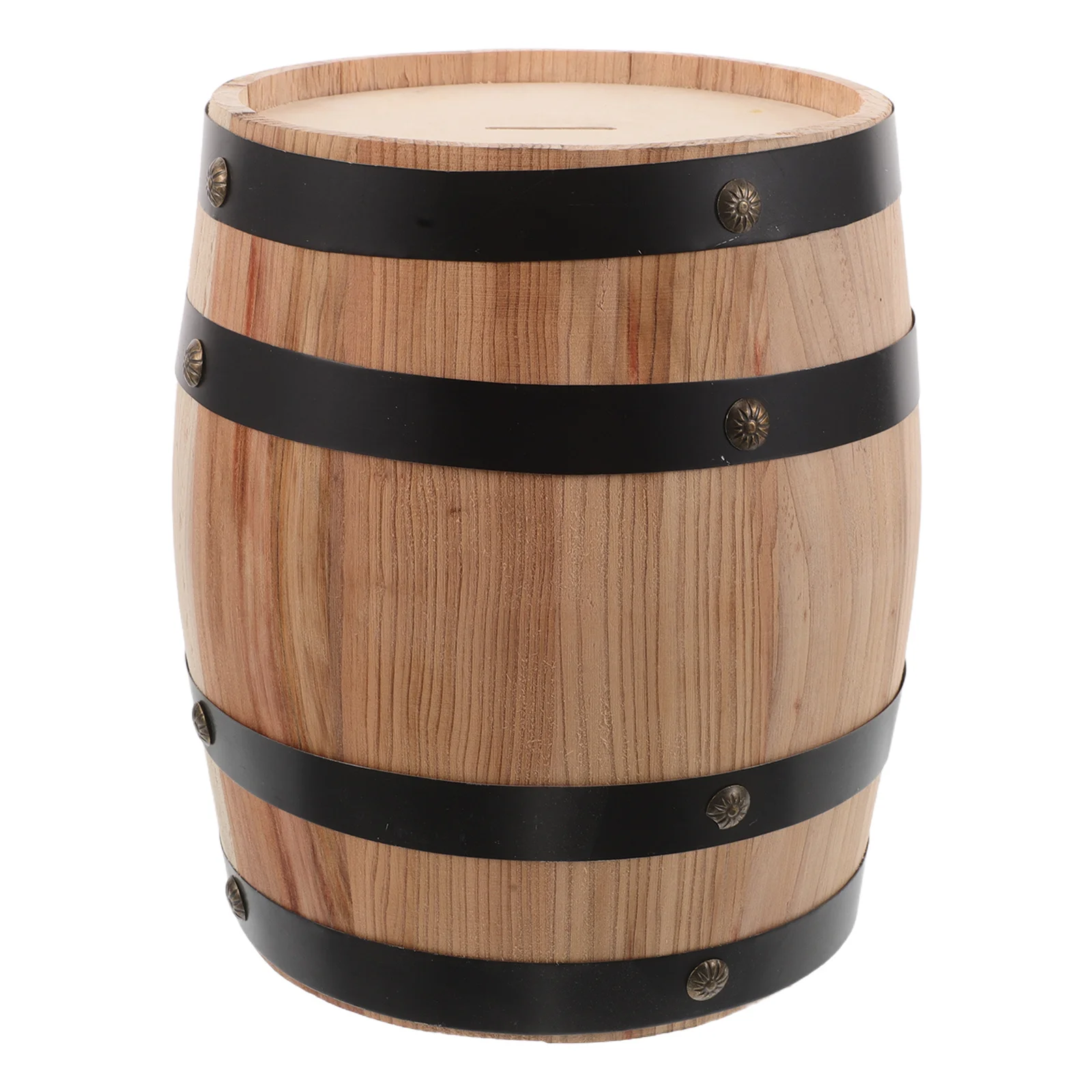 

Large Wooden Money Bank Barrel-Shaped Oak Savings Box Handcrafted Decorative Coin Storage for Holiday Christmas Gift Idea