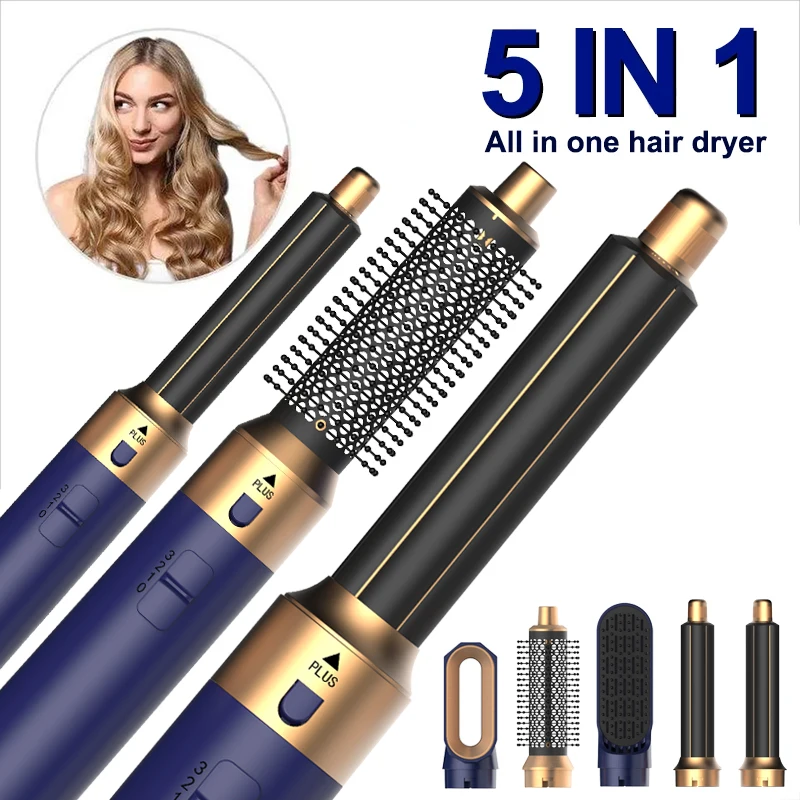 5 In 1 Electric Hair Dryer Hot Air Brush Multifunctional Hair Straightener Negative Ion Curler Blow Dryer Styling Set