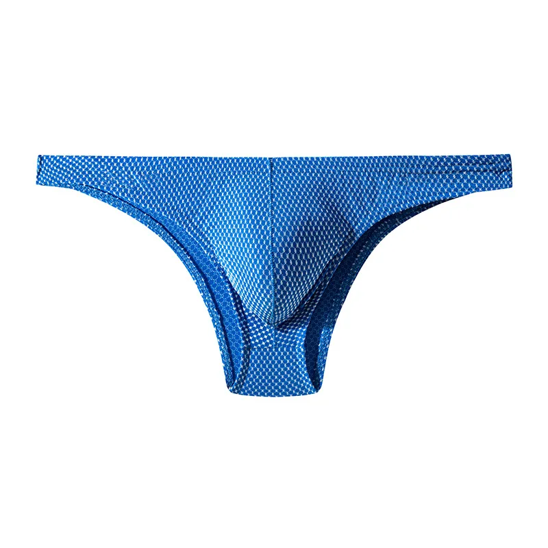 Men's Bikini Briefs Low Waist Sexy Narrow Edge Ice Silk Underwear Comfortable Breathable Triangle Short Pants