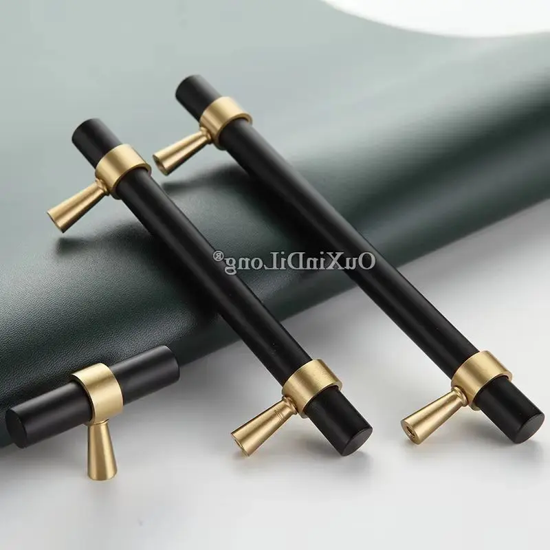 European 8PCS Solid Brass T-Bar Furniture Pulls Handles Drawer Knobs Cupboard Wardrobe Closet Dresser Cabinet Door Pulls Handles