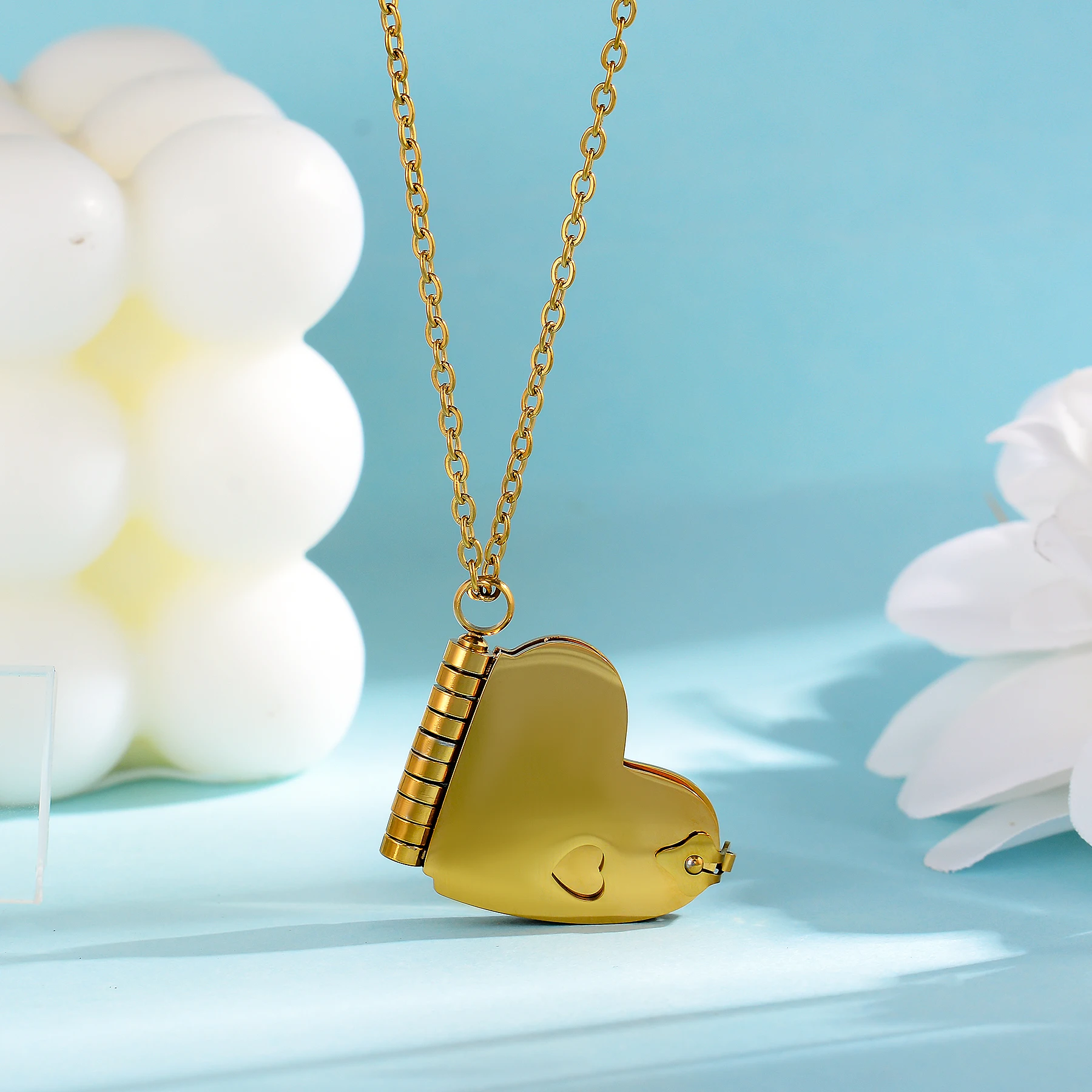 Personalized Stainless Steel Heart Book Pendant Necklace Custom Message Text Photo Bible Words Jewelry Gift For Women Men - view 4
