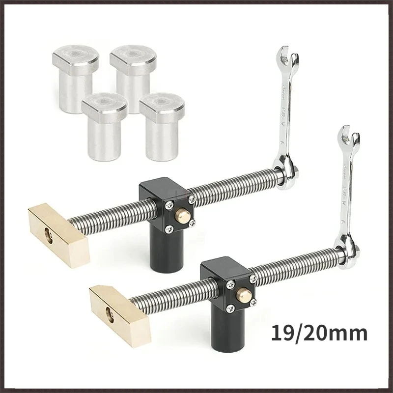 19/20mm Bench Dog Clamp Carpentry Adjustable Desktop Clip Workbench Stopper Clamp Fixture Vise CNC Woodworking Fast Fixed Clip