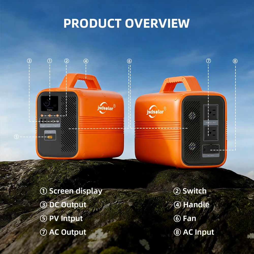 Jsdsolar 1004.8Wh Solar Generator 500W Portable Power Station 110V All-in-one LiFePO4 Battery Power Plant UPS Pure Sine Wave Fast Charging Power Bank for Home Camping Travel