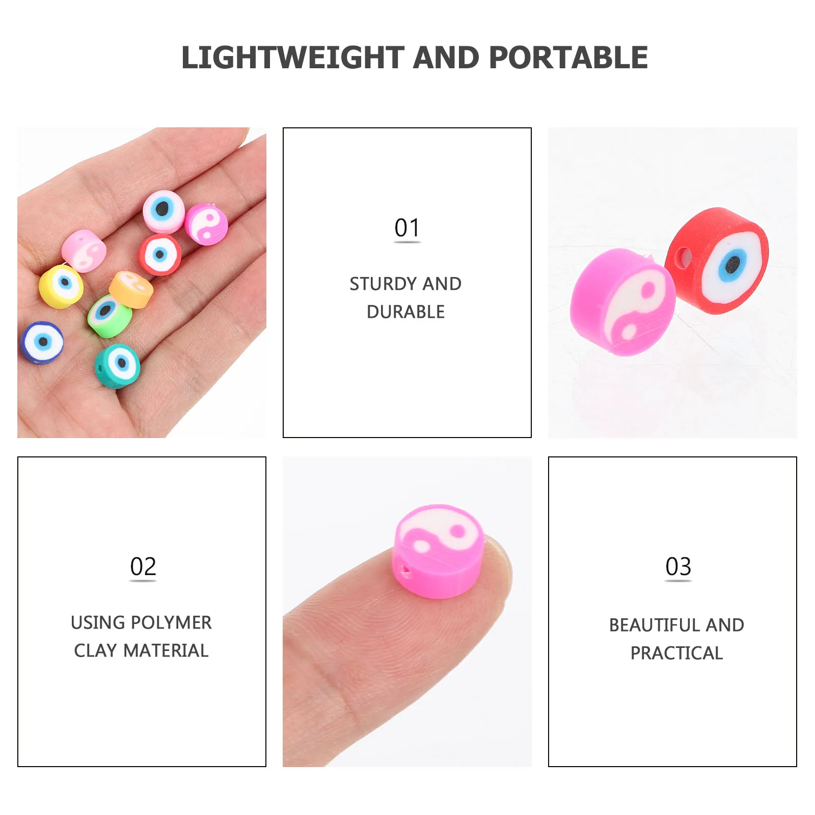

200pcs Soft Polymer Clay Beads Diy Craft Supplies Jewelry Making Charms Lightweight Durable Creative Decorative Loose Bead For