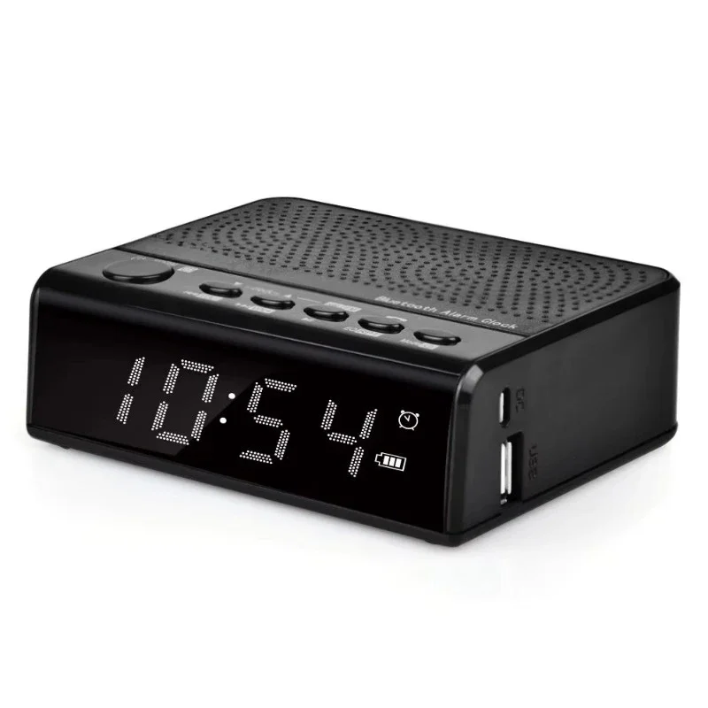 desktop alarm clock  wireless pairing speaker autoplay Radio USB clock with LED