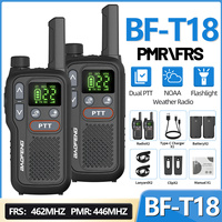 2PCS Baofeng BF-T18 Mini Dual PTT Walkie Talkie Portable PMR 446Mhz FRS Flashlight NOAA For Camping Two Way Radio F22 PMR