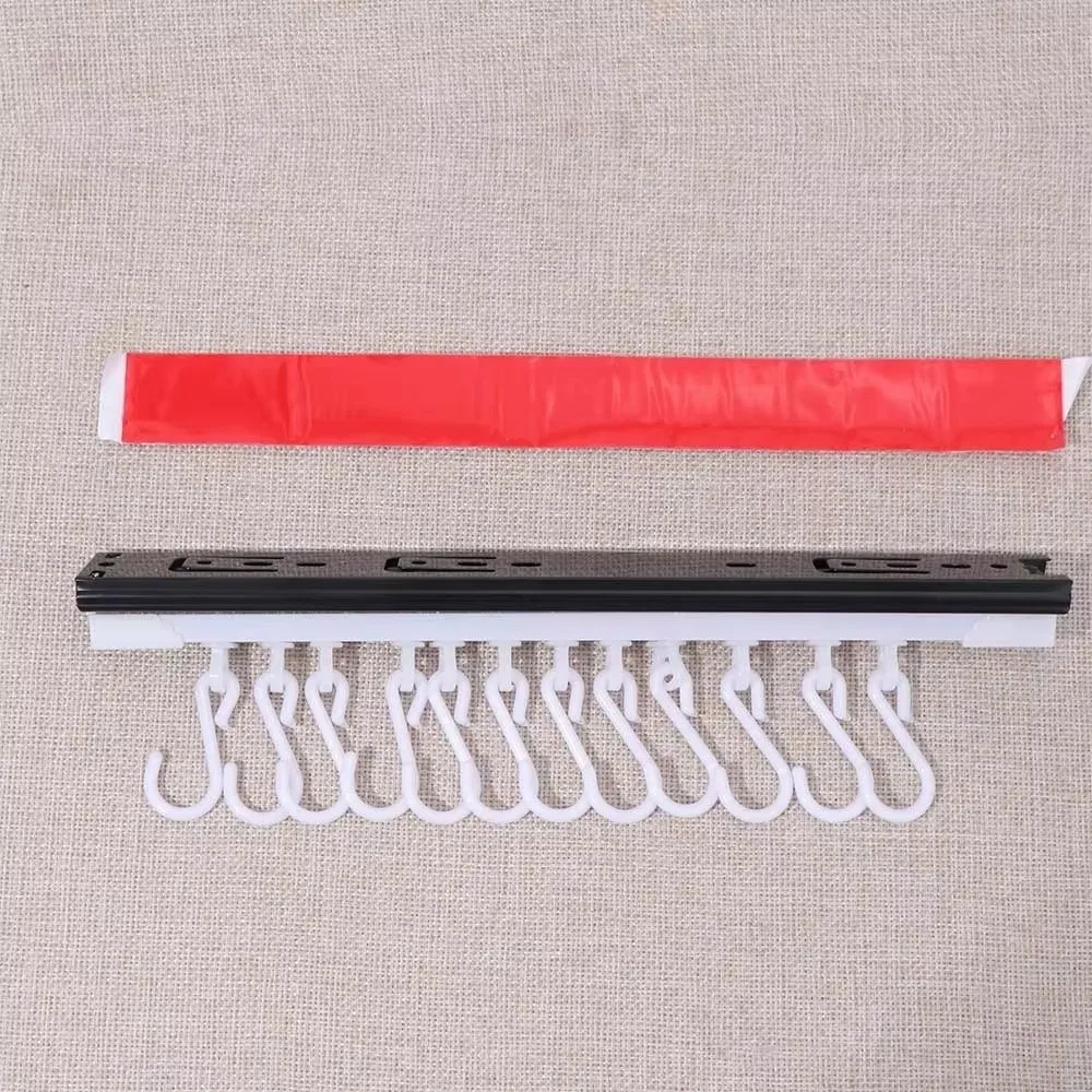Stainless Steel Sliding Rail S Hooks Plastic Self Adhesive Wall Mounted Jewelry Holder Removable Anti Tangle Jewelry Hanger