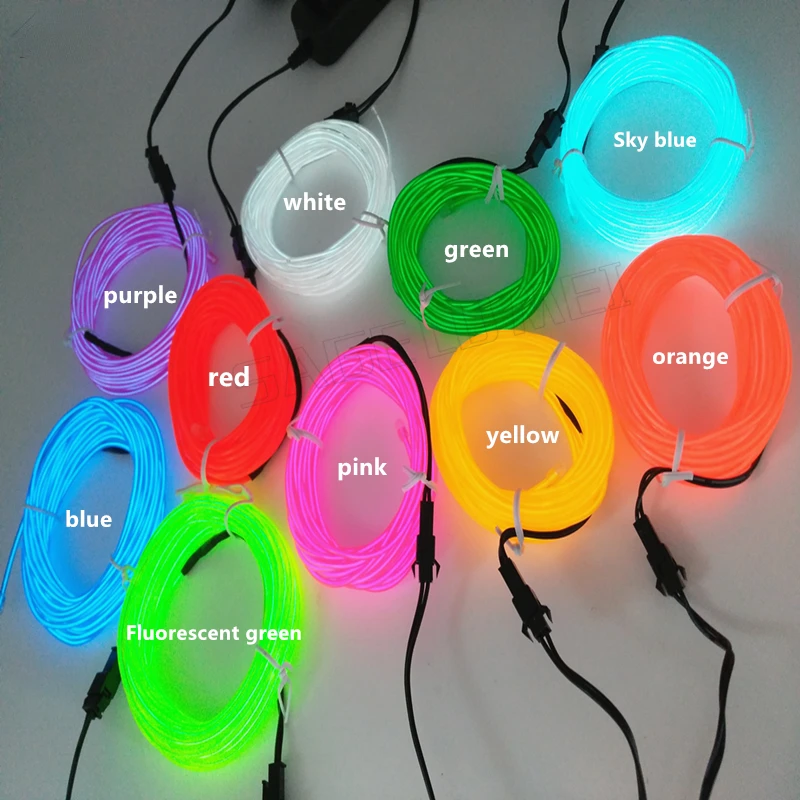 2m/3m/5M elastyczna lampa neonowa Glow podświetlany przewód rura linowa taśma kablowa światła neonowe LED lampa neonowa s buty odzież Car party