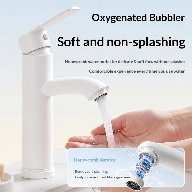 White Bathroom Basin Faucet Hot Cold Mixer Tap For Vanity Cabinet Washstand Hand Wash Sink Water Tap Bathroom Counter Fixture
