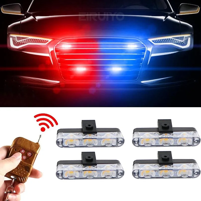 4x3 LED 8x3 LED 12V Stroboscopes Strobe Light Flash Fso Police Light Flashing Car Truck Lamp LED DRL Ambulance Accessory