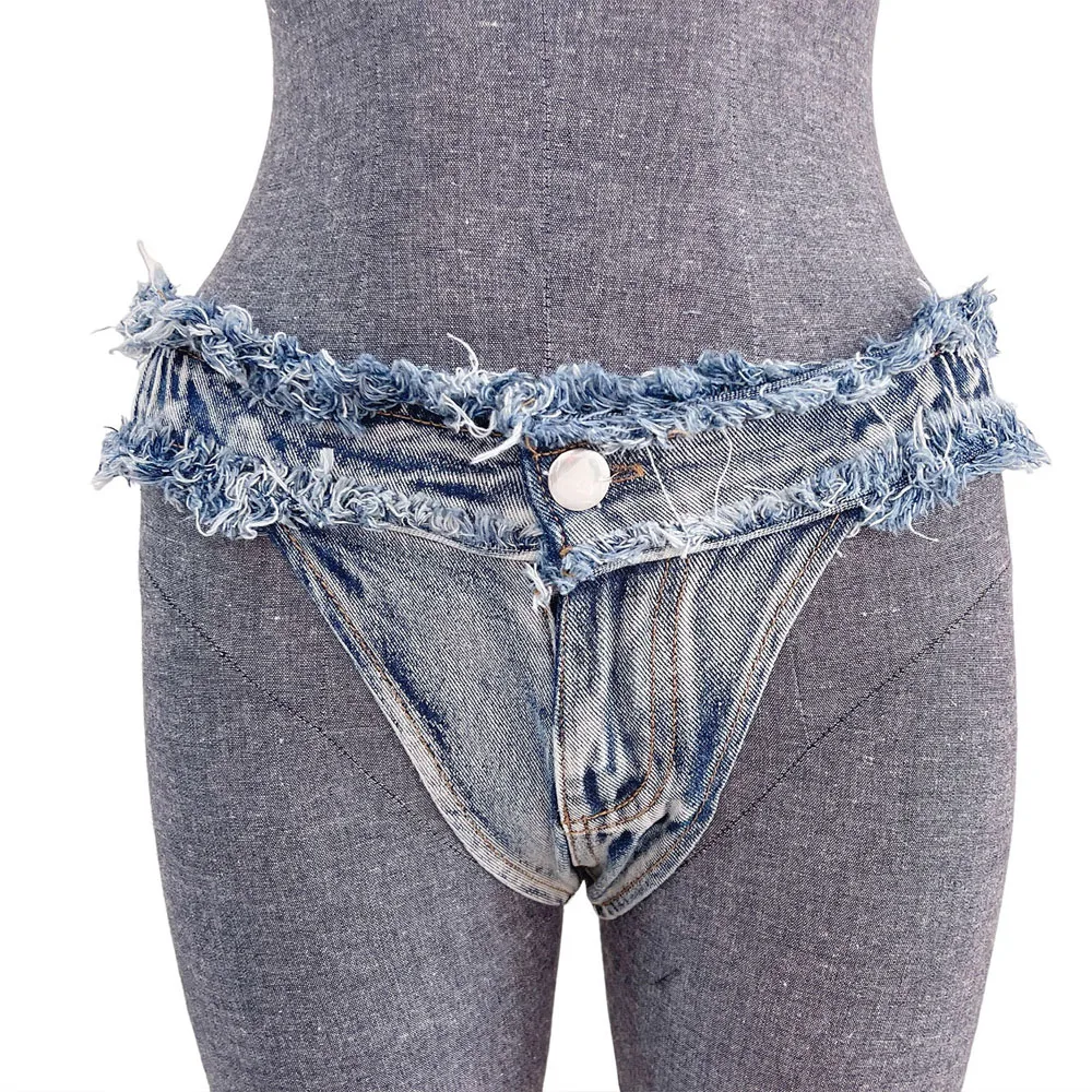 Low Waist Sexy Womens Shorts,Denim,Splicing Broken Hole Elastic,Ladies Skinny DJ Nightclub,Super Short Jeans,Fashion Summer 2024