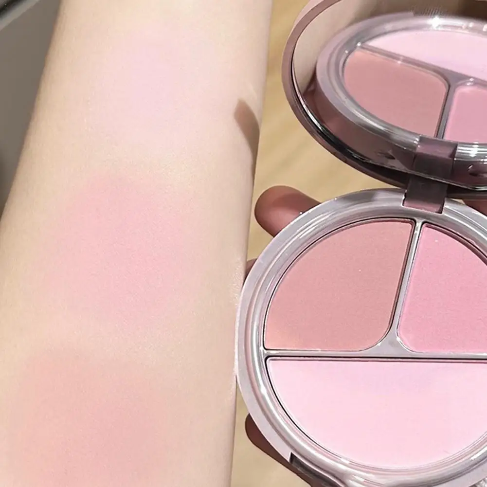 3-color Matte Blush Palette For Contouring, Highlighting Women Multi-purpose Makeup,natural Long-lasting, High Pigment