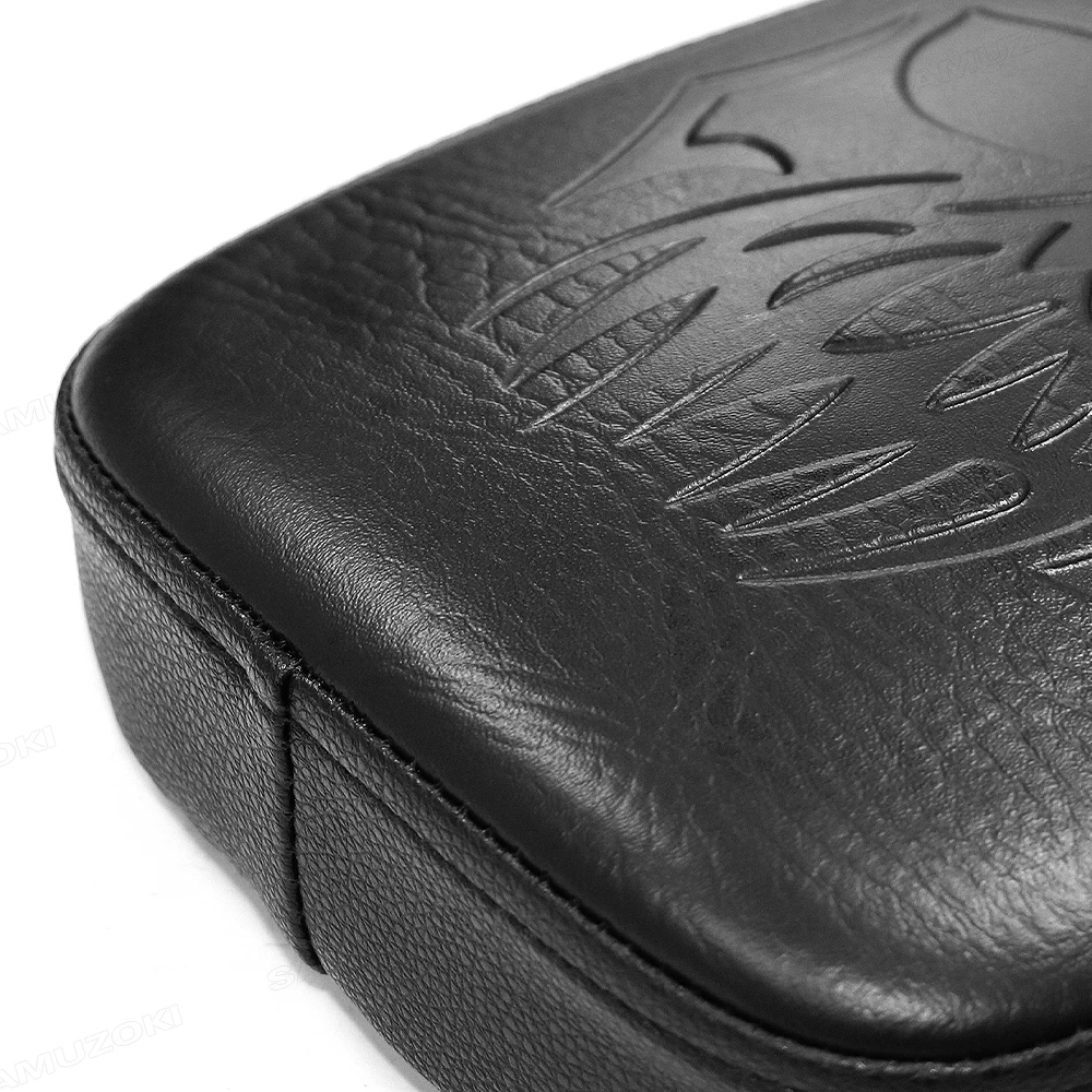 Black Rear Passenger Cushion 8 Suction Cups Pillion Pad Seat For Harley Dyna Sportster Softail Touring XL 883 1200