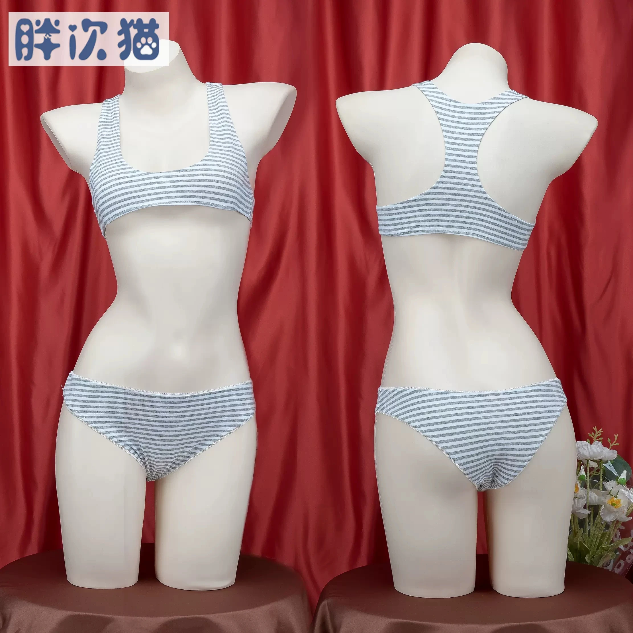 سترات صغيرة مخططة بثلاث نقاط ، أطقم ملابس داخلية يابانية ، زي تنكري للمدرسة ، زي موحد للبنات ، نمط بيكيني