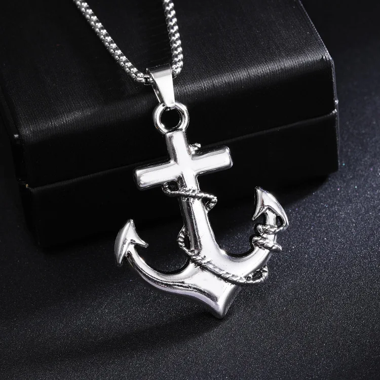 Chic Retro Rope Anchor Pendants Minimalist Punk Necklace Vintage Intricate Ornate Trendy Unisex Casual Daily Fashion Accessories