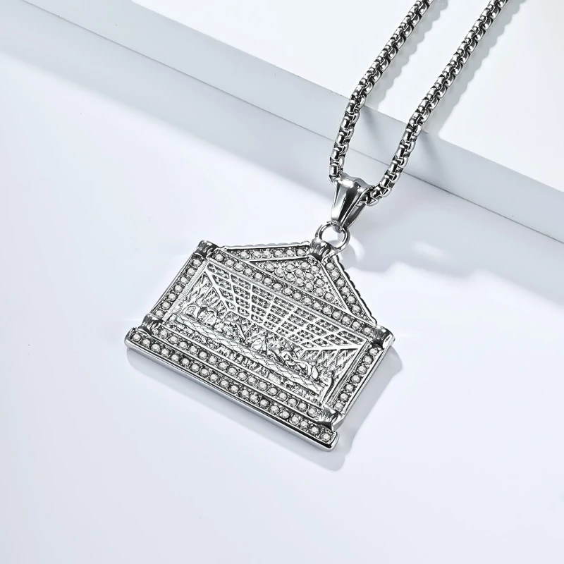 Geometric Zircon Pendants Stainless Steel Last Supper Necklaces Men Women Personalized Hip Hop Fashion Necklace Jewelry