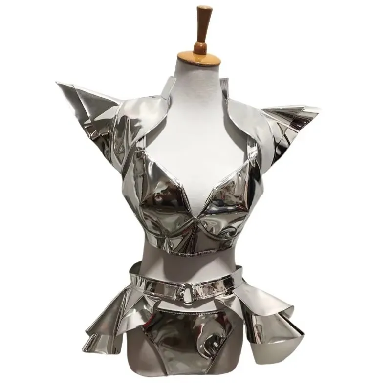 

Silver Laser Performance Costume Nightclub Bar Gogo Jazz Dance Groups Singer Sexy Stage Wear Carnival Party Show Rave Outfit