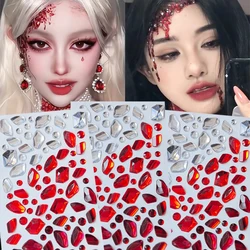 Red white ice cube Stereo Gem Stickers Makeup Music Festival DIY Eyes Face Jewels Stickers Party Cosplay Halloween Fake Tattoos