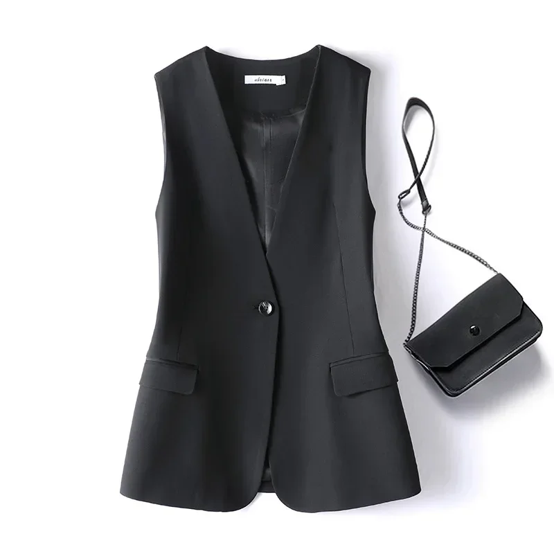 Black Women Suits 1 Piece Vest Waistcoat Formal Office Lady Business Work Wear Fashion Girl Coat Cotton Prom Dress