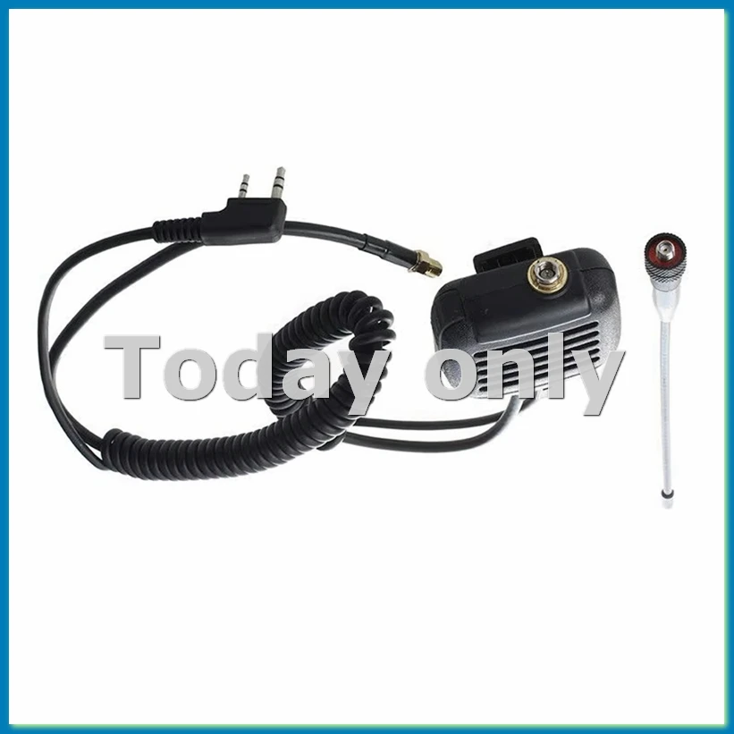 For 2-Pin Radio Handheld Speaker Dual PTT Mic Microphone with Dual Band SMA-Female Antenna for-A79U
